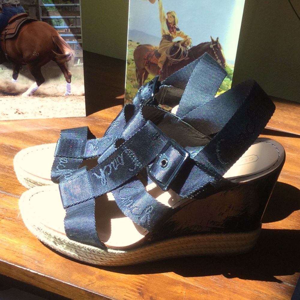 Coach sandal festival cowgirl rodeo chic Sunday brunch farmer’s market shoe heel